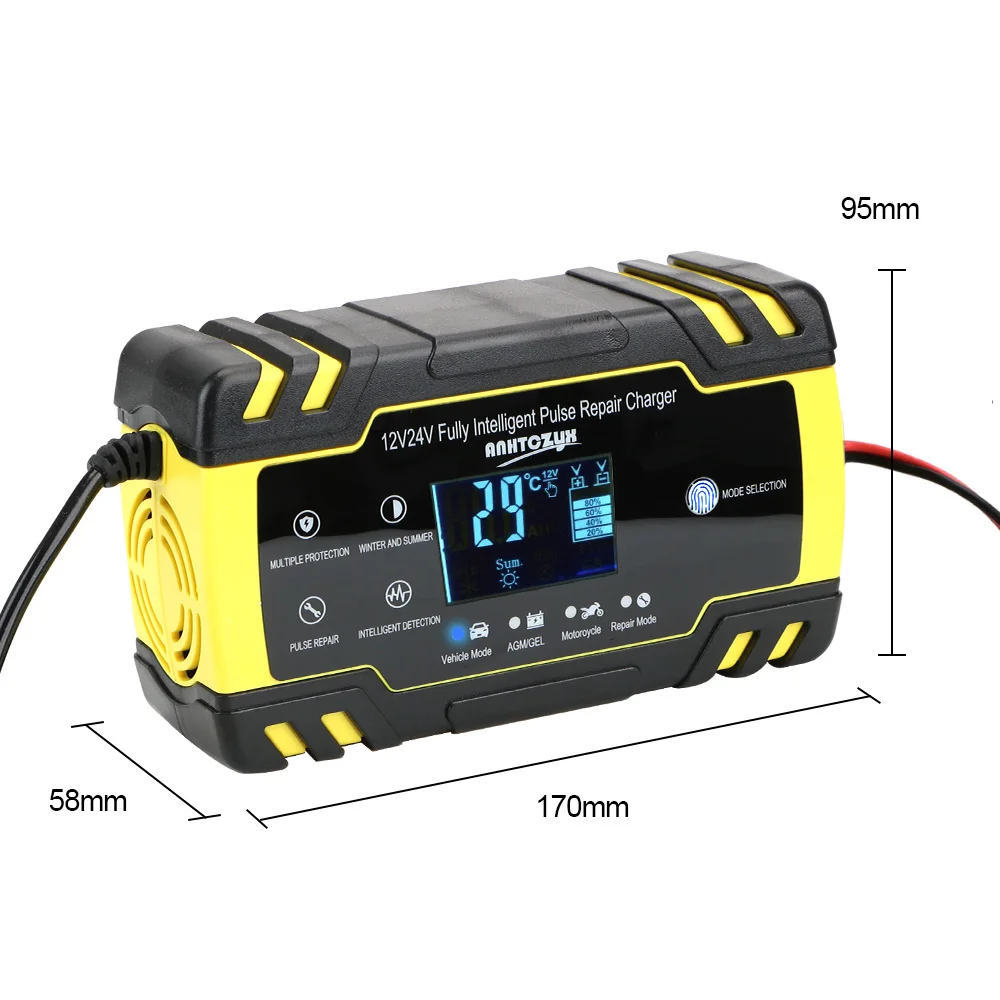 12V-24V 8A Full Automatic Car Battery Charger Pulse Repair Wet Dry Lead Acid Battery-chargers Intelligent Digital LCD Display
12V-24V 8A Full Automatic Car Battery Charger Pulse Repair Wet Dry Lead Acid Battery-chargers Intelligent Digital LCD Display