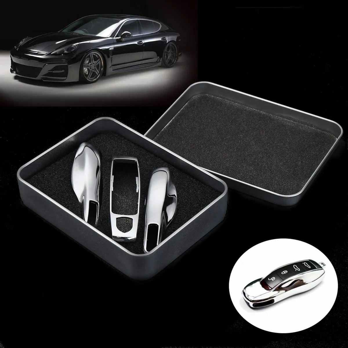 3pcs High Quality Chrome Silver Remote Car Key Case Fob Covers Shell For Porsche Panamera Macan Cayman 911 Styling
3pcs High Quality Chrome Silver Remote Car Key Case Fob Covers Shell For Porsche Panamera Macan Cayman 911 Styling