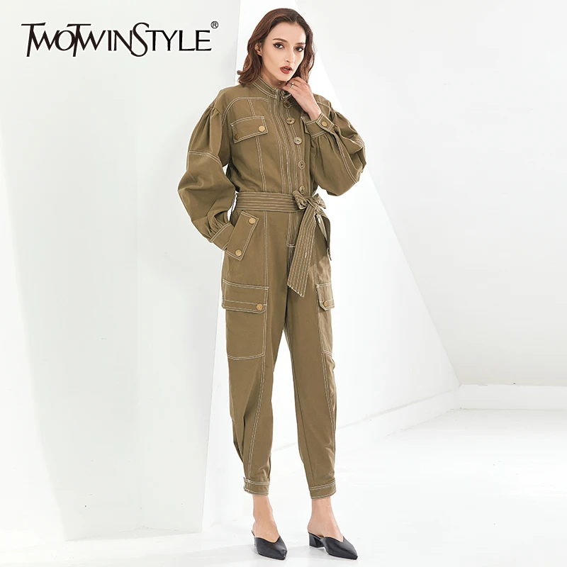 Женский свободный комбинезон TWOTWINSTYLE, армейский зеленый повседневный комбинезон со стоячим воротником, длинным рукавом и высокой талией, на...
Женский свободный комбинезон TWOTWINSTYLE, армейский зеленый повседневный комбинезон со стоячим воротником, длинным рукавом и высокой талией, на...