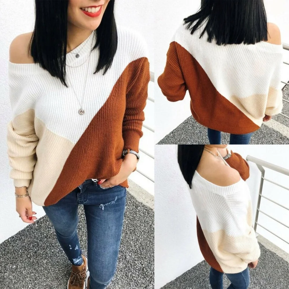European and American popular women's loose sweater splicing personalized winter warm leisure Pullover women
European and American popular women's loose sweater splicing personalized winter warm leisure Pullover women