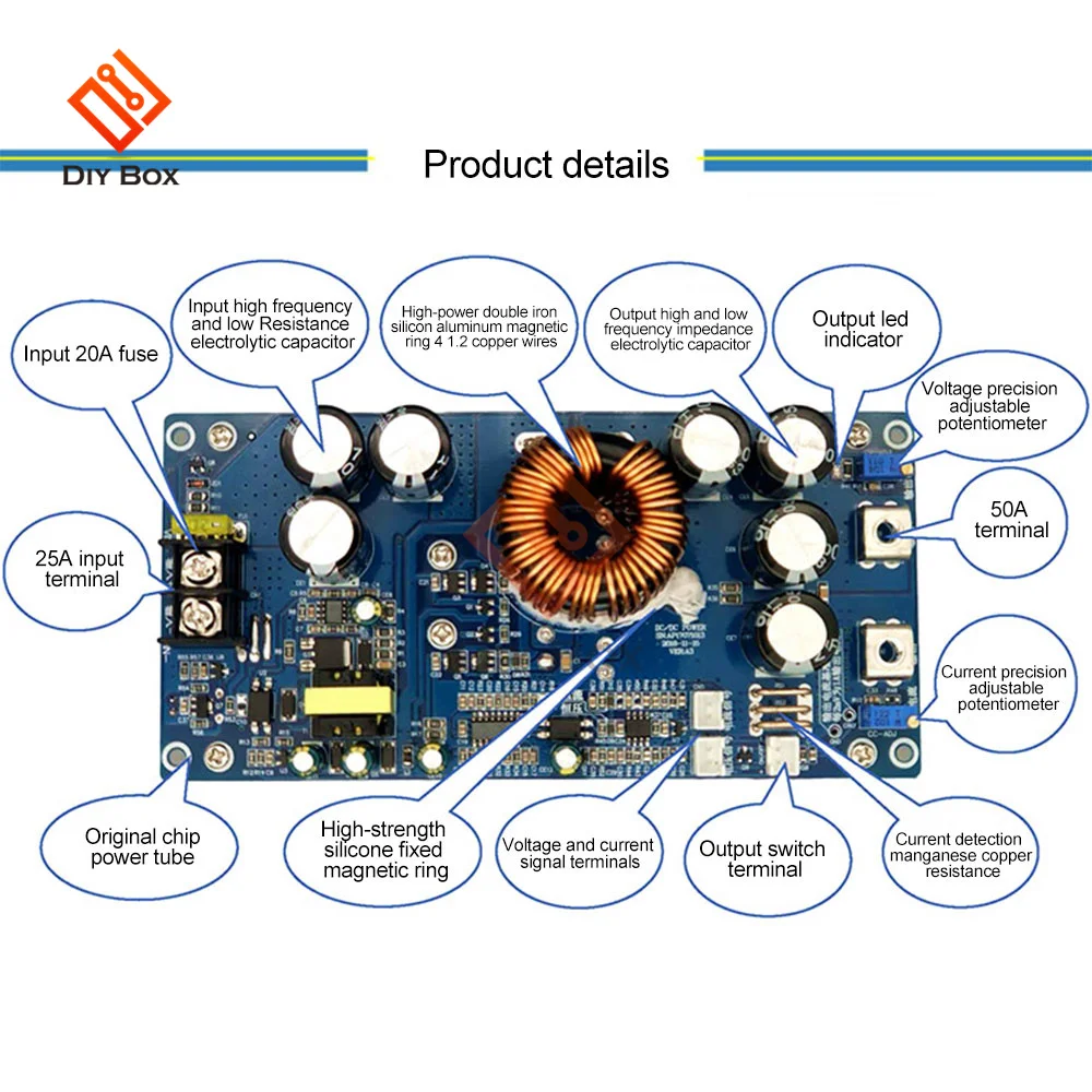 800W High Power DC Step-down Power Supply Output 30A Constant Voltage Constant Current Adjustable Input Voltage DC20V-70V Module
800W High Power DC Step-down Power Supply Output 30A Constant Voltage Constant Current Adjustable Input Voltage DC20V-70V Module