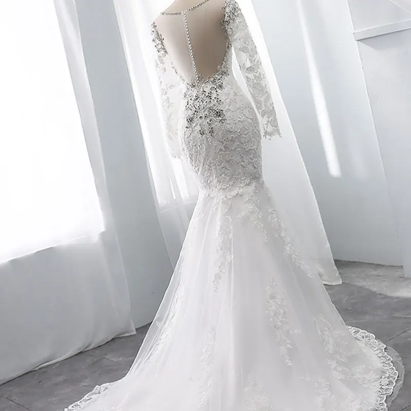 Mermaid wedding dress Cap Sleeves Beading wedding Grwon long sleeves Custom made wedding Marriage backless vestido de noiva 2019
Mermaid wedding dress Cap Sleeves Beading wedding Grwon long sleeves Custom made wedding Marriage backless vestido de noiva 2019