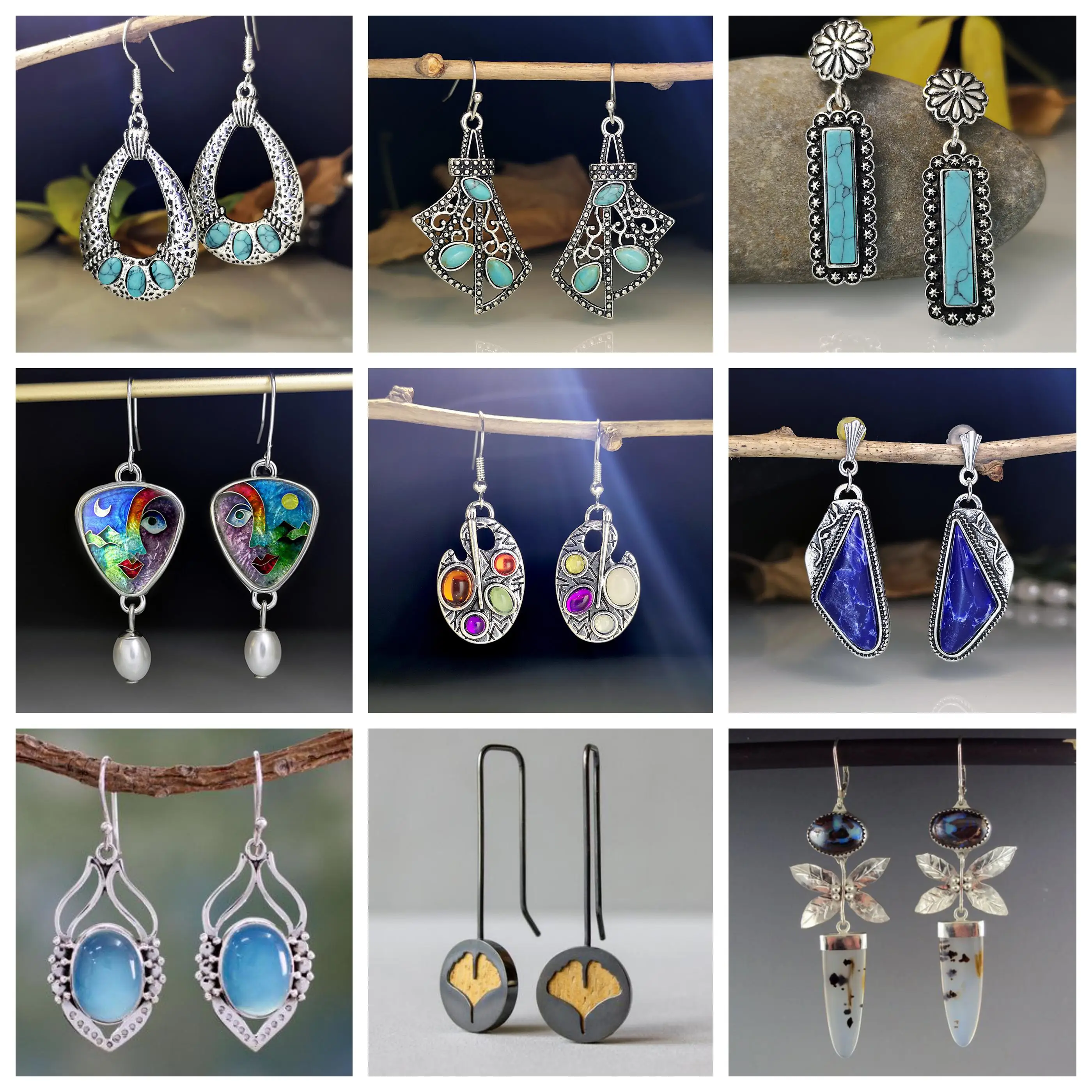 Retro Antique Natural Stone Earrings for Women Bohemian Ethnic Irregular Earrings FemaleStatement Jewelry Wholesale Brinco
Retro Antique Natural Stone Earrings for Women Bohemian Ethnic Irregular Earrings FemaleStatement Jewelry Wholesale Brinco
