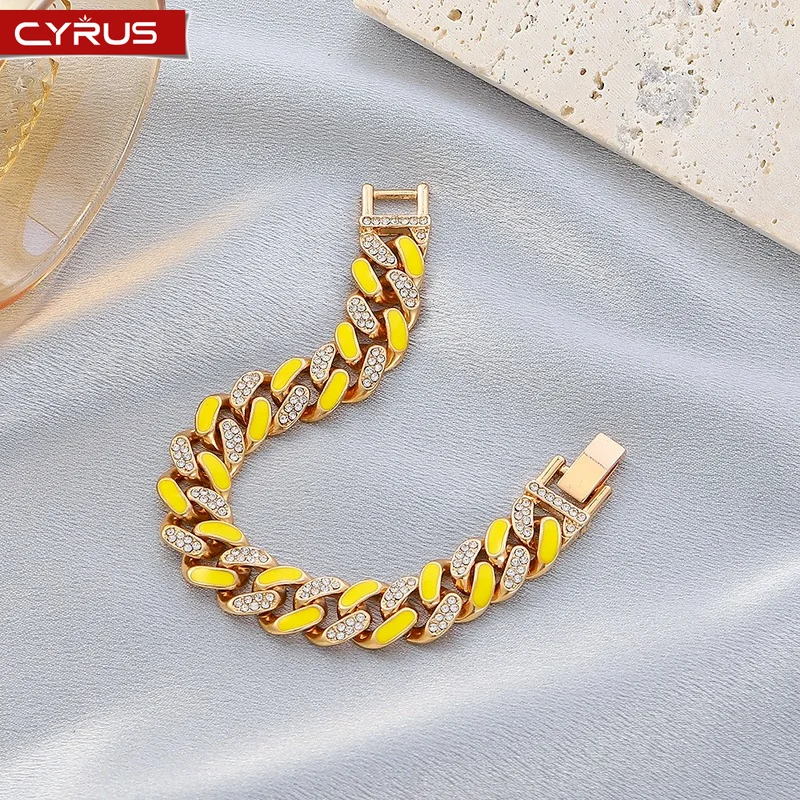Punk Cuban Link Chain Bracelets for Women Colorful Iced Out Chains Bling Rhinestone Bracelet Trendy Rock Mens Hip Hop Jewelry
Punk Cuban Link Chain Bracelets for Women Colorful Iced Out Chains Bling Rhinestone Bracelet Trendy Rock Mens Hip Hop Jewelry
