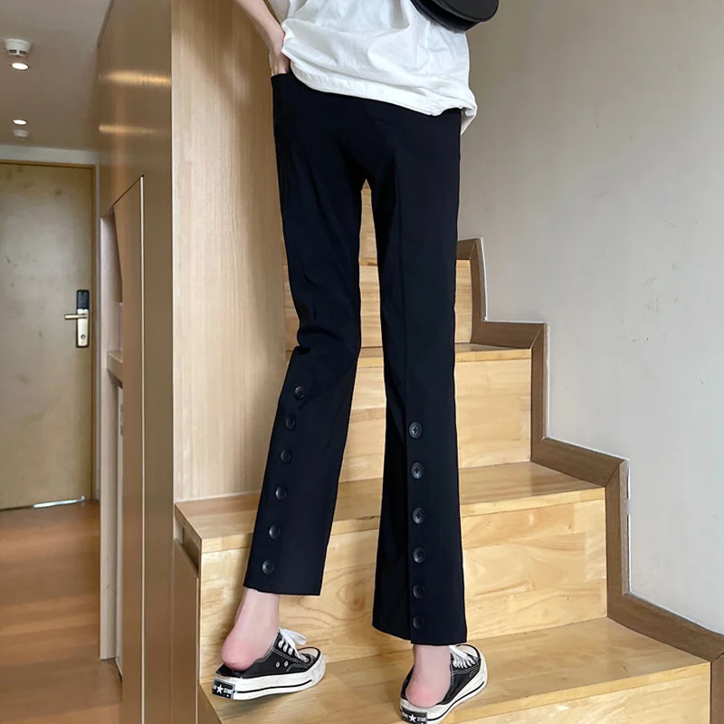 Black Cropped Pants Women's Spring and Autumn 2021 New High Waist Slim Micro Bell Pants Small Straight Split Casual Pants
Black Cropped Pants Women's Spring and Autumn 2021 New High Waist Slim Micro Bell Pants Small Straight Split Casual Pants