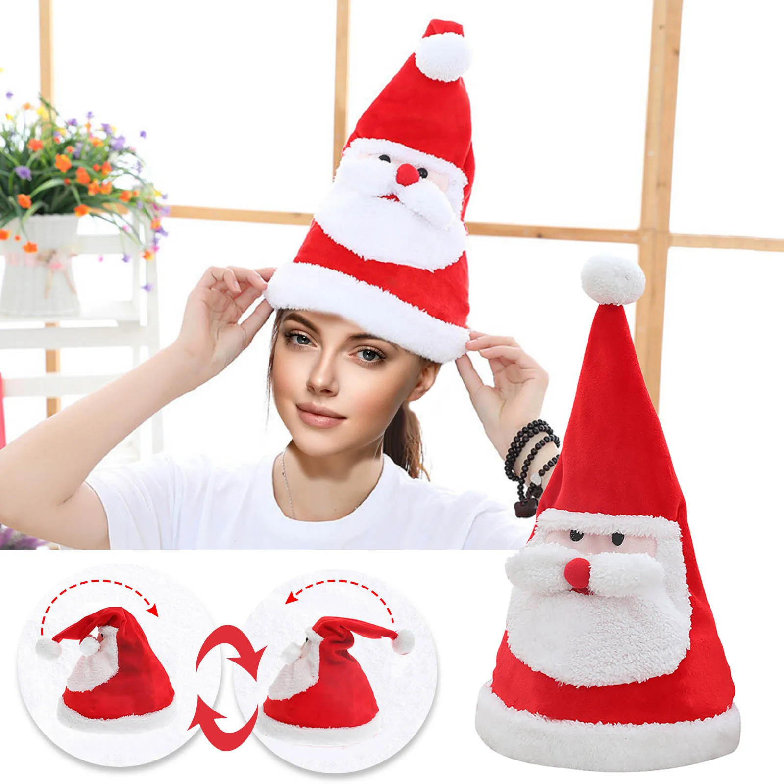 New Year Christmas Hat Santa Claus Plush Decoration Hat can talk hats Merry Christmas Festival Supplies новогодние украшения2021 
New Year Christmas Hat Santa Claus Plush Decoration Hat can talk hats Merry Christmas Festival Supplies новогодние украшения2021