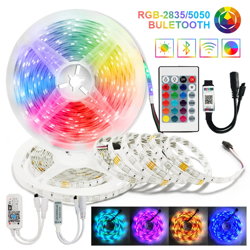 DC Wifi Tape Diode Bedroom Decoration Bluetooth Lights luces Led LED Strip 12V Lighting RGB Neon 5050 Waterproof Flexible Ribbon 
DC Wifi Tape Diode Bedroom Decoration Bluetooth Lights luces Led LED Strip 12V Lighting RGB Neon 5050 Waterproof Flexible Ribbon