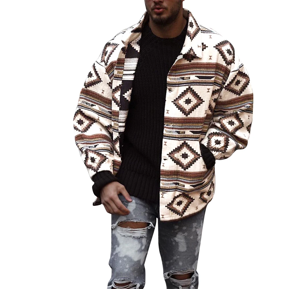 2021 Men's Fashion Jackets Geometric Printing Turn-down Collar Button Casual Long Sleeve Spring/Autumn Mens Outdoor Casual Coats
2021 Men's Fashion Jackets Geometric Printing Turn-down Collar Button Casual Long Sleeve Spring/Autumn Mens Outdoor Casual Coats