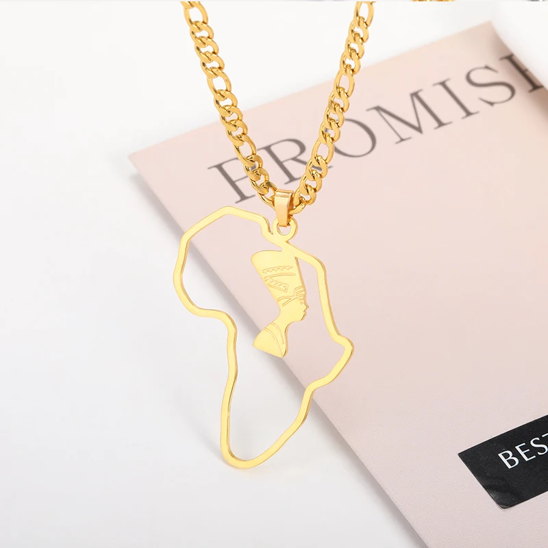 Ancient Queen Egyptian Pendant Necklaces Gold Plated Egypt Map of Africa Hollow Head Portrait Jewelry African For Women Girl
Ancient Queen Egyptian Pendant Necklaces Gold Plated Egypt Map of Africa Hollow Head Portrait Jewelry African For Women Girl