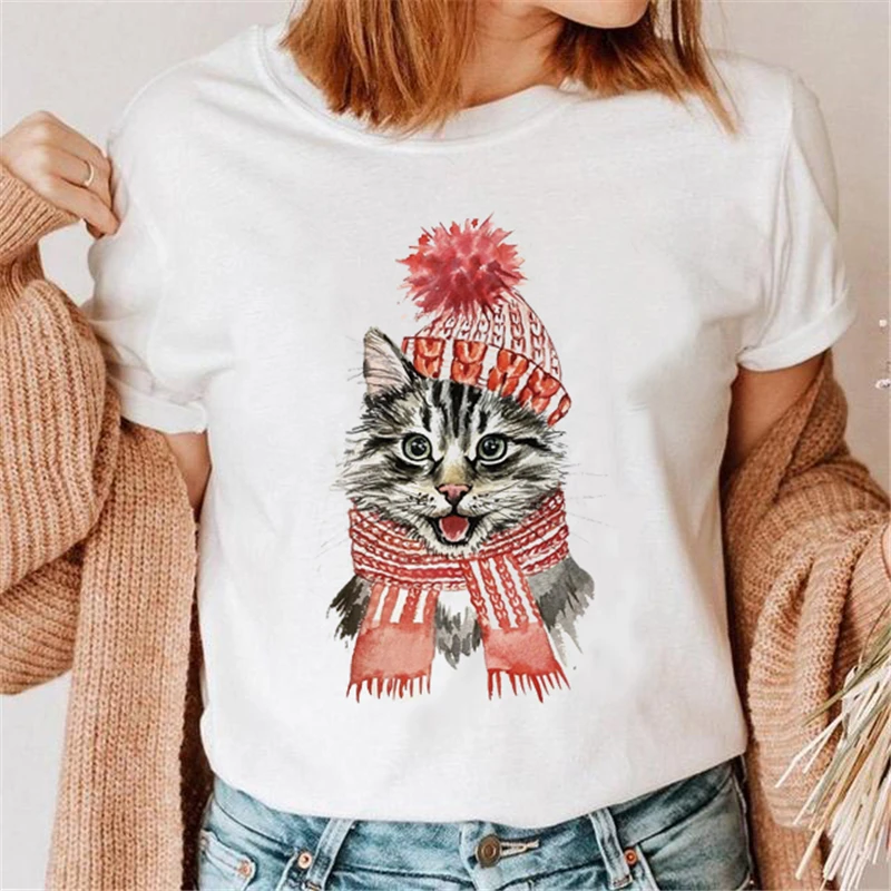 Women's T-shirt short-sleeved Christmas cat print fashion 90s casual T-shirt O-neck women's clothing Harajuku T-shirt 
Women's T-shirt short-sleeved Christmas cat print fashion 90s casual T-shirt O-neck women's clothing Harajuku T-shirt