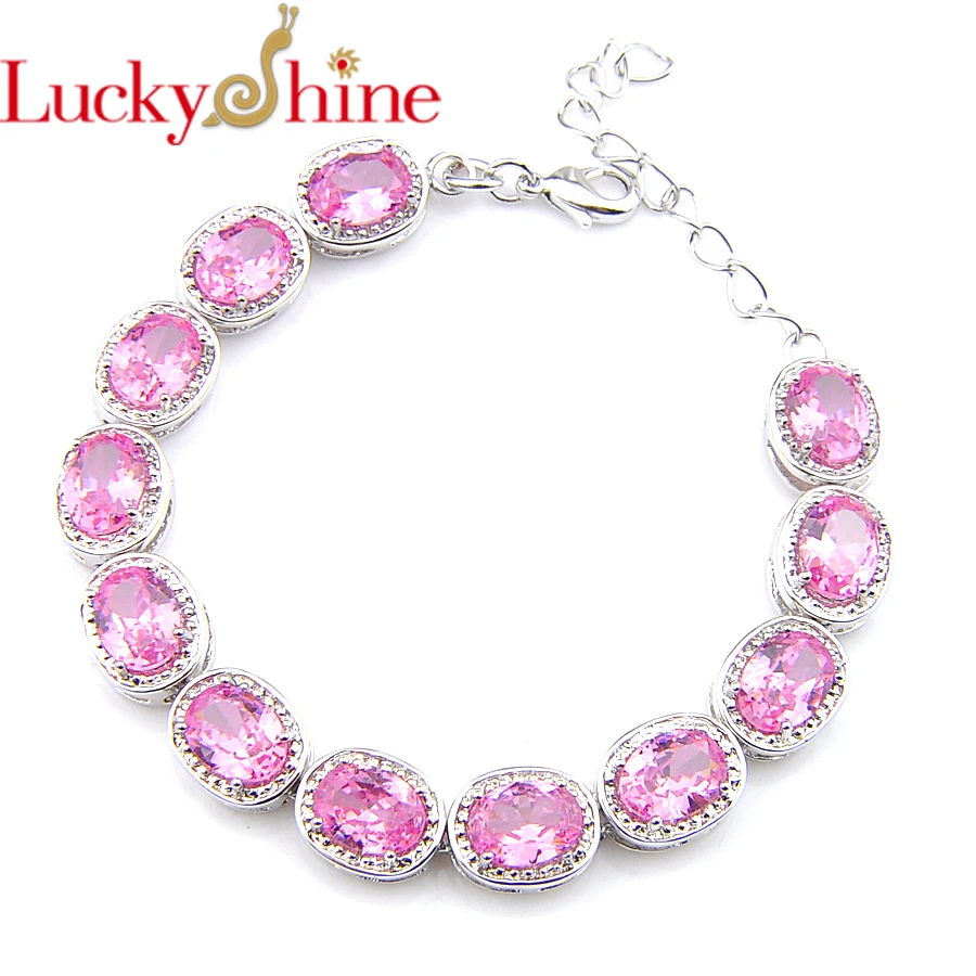 Женские свадебные браслеты LuckyShine, регулируемые серебристые браслеты овальной формы с фианитами 
Женские свадебные браслеты LuckyShine, регулируемые серебристые браслеты овальной формы с фианитами