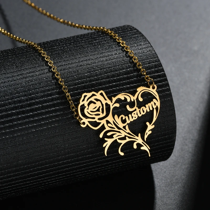 Fashion Romantic Rose Heart Name Necklace For Women Men Stainless Steel Personalized Letter Necklace Lovers Gift
Fashion Romantic Rose Heart Name Necklace For Women Men Stainless Steel Personalized Letter Necklace Lovers Gift