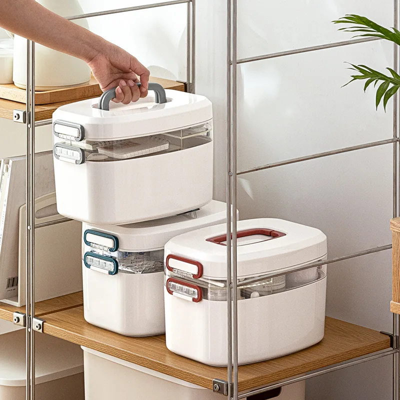 Household plastic portable portable medicine box, multi-purpose double-layer compartment first aid supplies storage medical kit
Household plastic portable portable medicine box, multi-purpose double-layer compartment first aid supplies storage medical kit