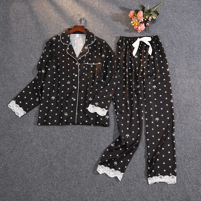 Lisacmvpnel Women's Summer Two-piece Suit Pajamas Ice Silk Satin Thin Outwear Print Lace Pyjamas
Lisacmvpnel Women's Summer Two-piece Suit Pajamas Ice Silk Satin Thin Outwear Print Lace Pyjamas