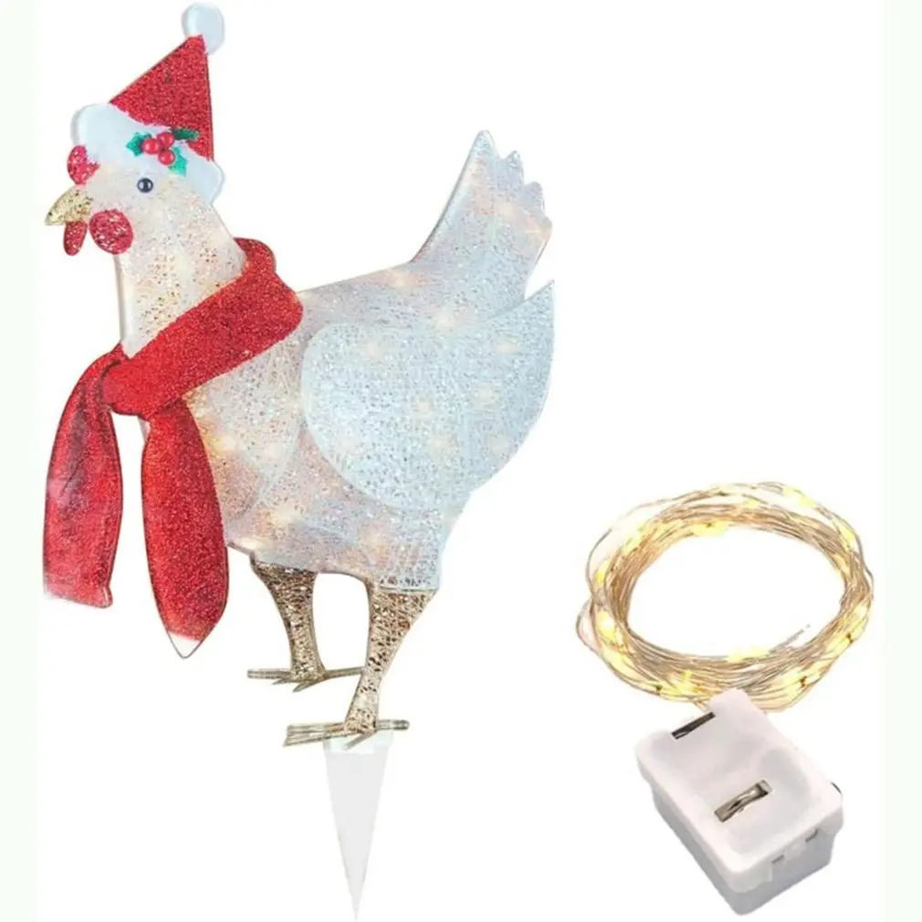 Christmas Lights Chicken Statue Animal Art Decorations Garden Ornaments Light-Up Christmas Chicken With Scarf Hat Holiday Decor
Christmas Lights Chicken Statue Animal Art Decorations Garden Ornaments Light-Up Christmas Chicken With Scarf Hat Holiday Decor