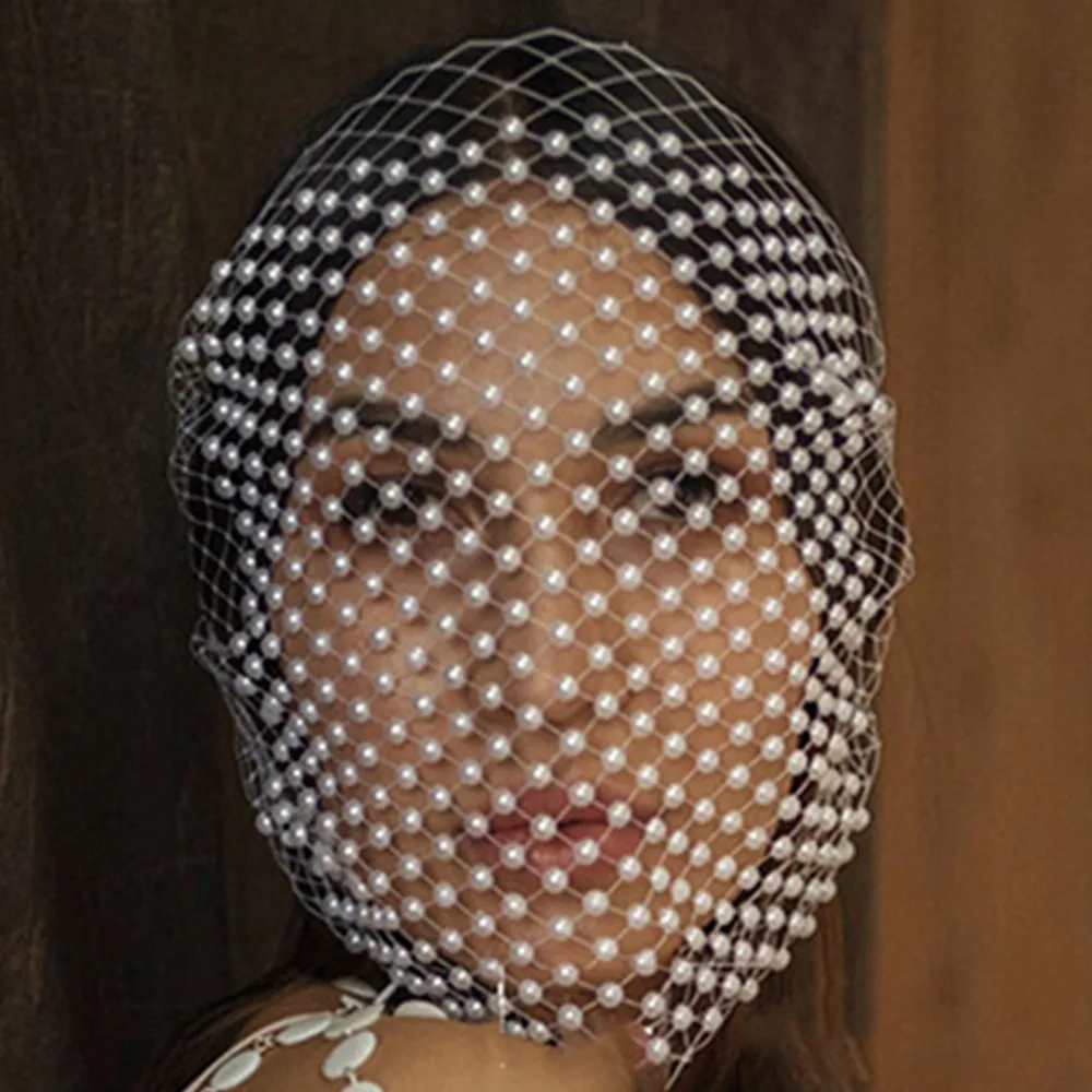 Funny Mesh Pearls Full Face Decorative Mask Headdress Wedding Jewelry for Women Rhinestone Bling Mask Face Accessories Headpiece
Funny Mesh Pearls Full Face Decorative Mask Headdress Wedding Jewelry for Women Rhinestone Bling Mask Face Accessories Headpiece
