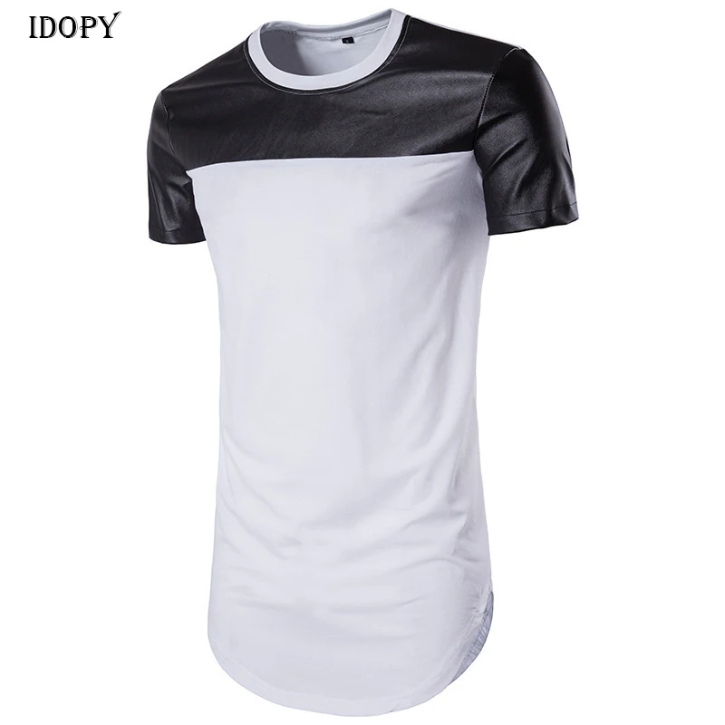 Idopy Men`s Leather T-Shirts Long Hip Hop Patchwork High Street Round Hem Extended Tees For Hipster
Idopy Men`s Leather T-Shirts Long Hip Hop Patchwork High Street Round Hem Extended Tees For Hipster