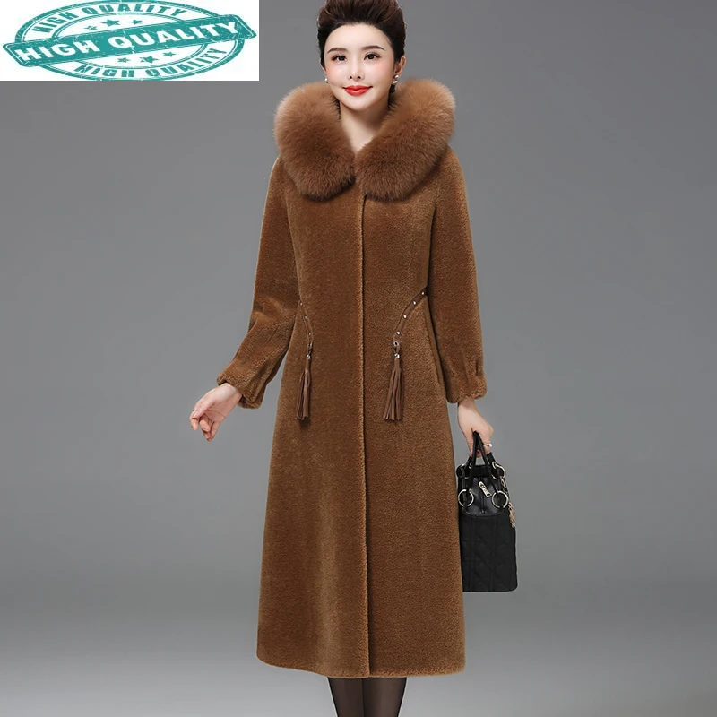 Collar Fox Hooded Winter Jacket Women Real Fur Coat Female Long Sheep Shearing Wool Womens Coats 8830 KJ5732
Collar Fox Hooded Winter Jacket Women Real Fur Coat Female Long Sheep Shearing Wool Womens Coats 8830 KJ5732