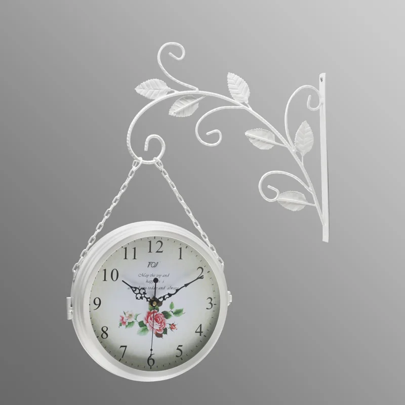 Iron Art Simple Pastoral Double-sided Watches Living Room Clock Passage Quartz Watches Mute Wall Watches B50
Iron Art Simple Pastoral Double-sided Watches Living Room Clock Passage Quartz Watches Mute Wall Watches B50