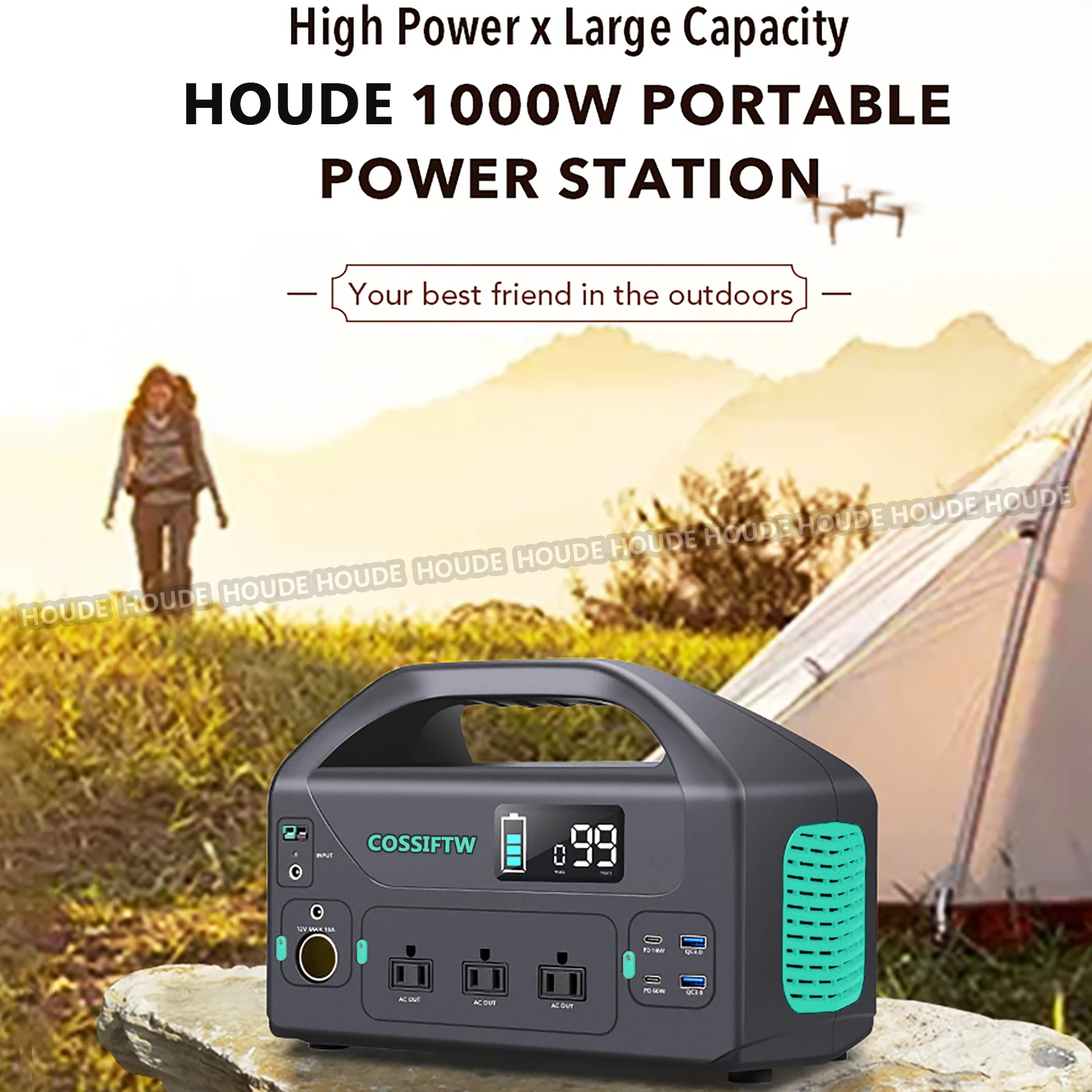 110V 1000W Power Station 270000mAh Solar Power Generator Emergency Backup PD60W Portable Outdoor Energy SupplyCamping/Fishing
110V 1000W Power Station 270000mAh Solar Power Generator Emergency Backup PD60W Portable Outdoor Energy SupplyCamping/Fishing
