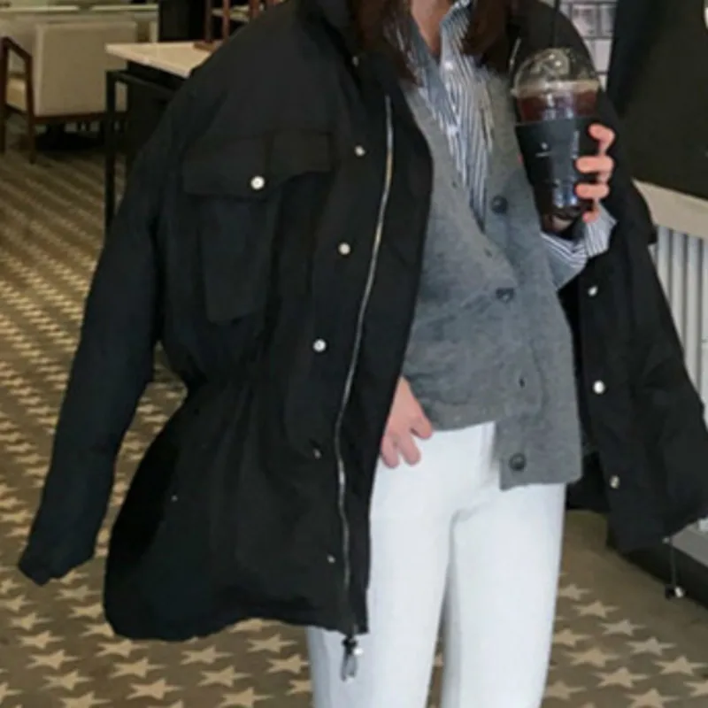 Korea Women Winter Thick Solid Cotton Parka Drawstring Slim Waist Overcoat Oversize Coat Jacket Zipper Outerwear with Pocket
Korea Women Winter Thick Solid Cotton Parka Drawstring Slim Waist Overcoat Oversize Coat Jacket Zipper Outerwear with Pocket