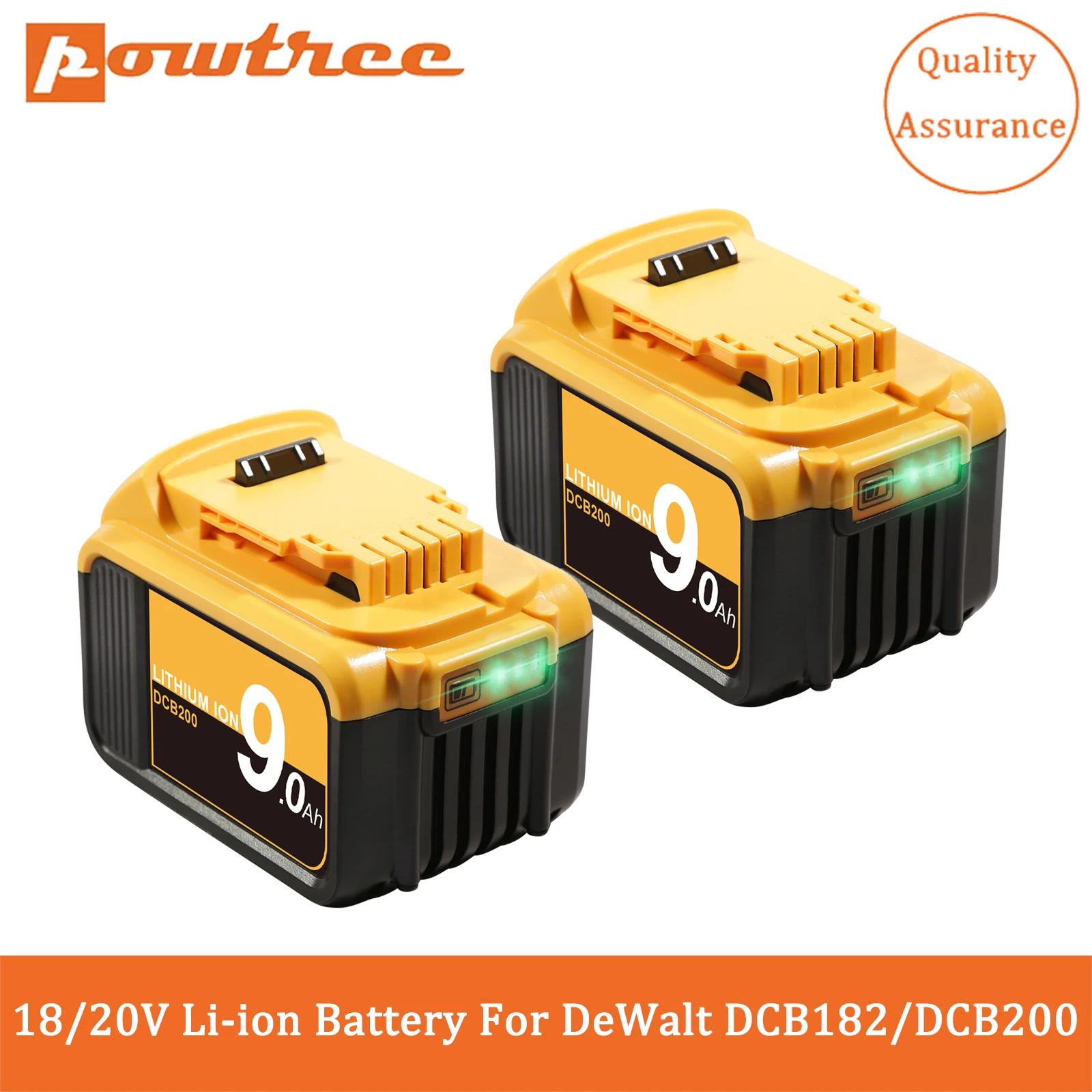 Литий-ионный аккумулятор для электроинструмента Powtree 9 0 Ач батарея DCB200 DeWalt 18 в 20