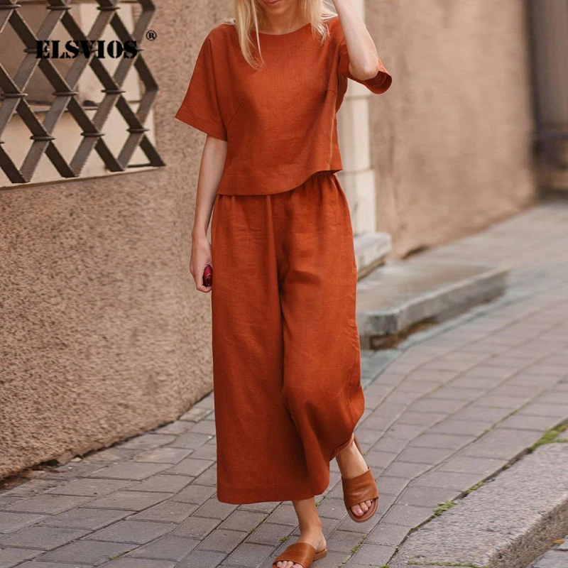 Ladies Fashion Solid Color Straight Loose Two-piece Suit Casual O-neck Tops Wide Leg Pants 2022 Spring Summer Casual 2 Piece Set
Ladies Fashion Solid Color Straight Loose Two-piece Suit Casual O-neck Tops Wide Leg Pants 2022 Spring Summer Casual 2 Piece Set
