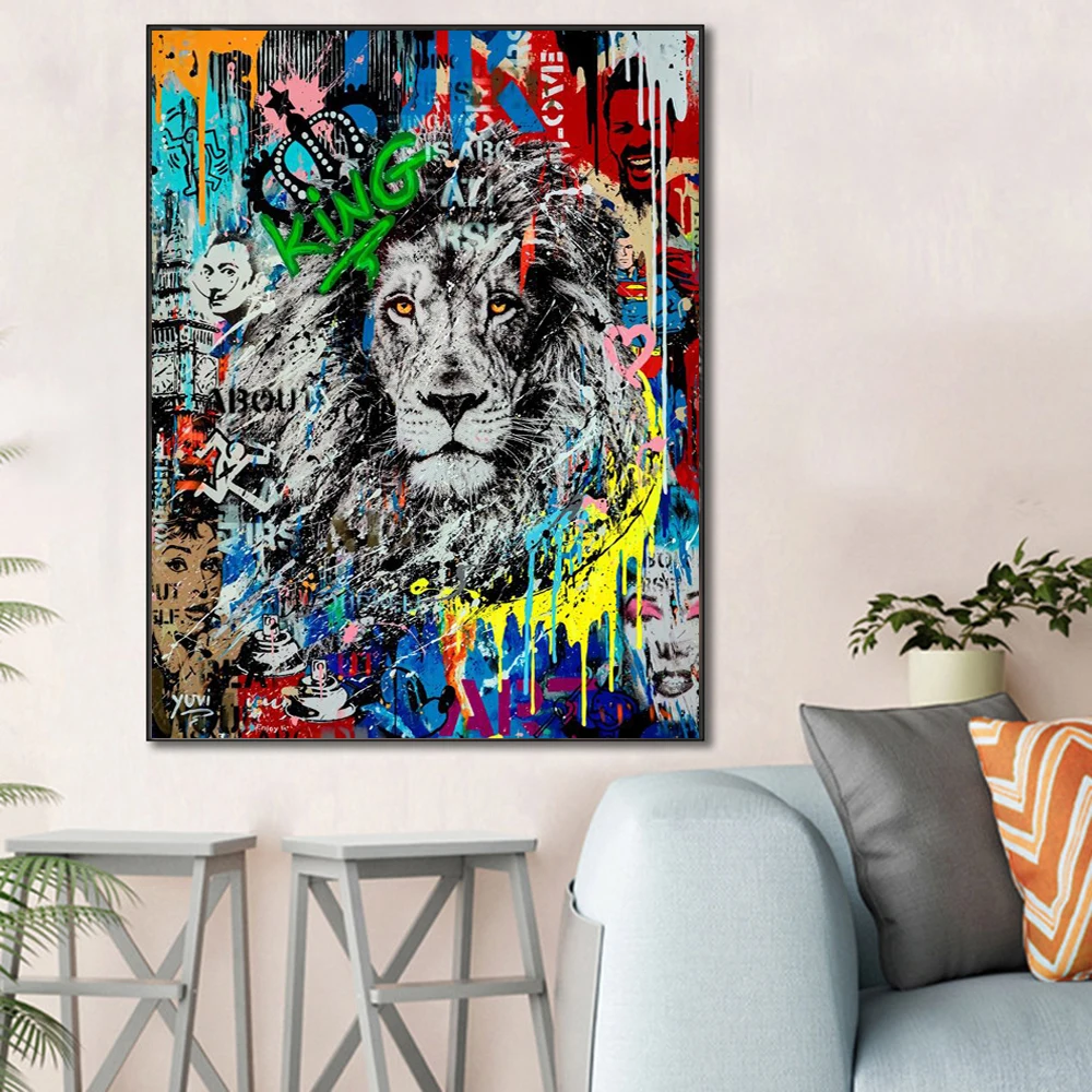 Street Graffiti art Lion King Posters and Prints on Canvas Painting Decorative Wall Art Animal Picture for Room Decor Cuadros
Street Graffiti art Lion King Posters and Prints on Canvas Painting Decorative Wall Art Animal Picture for Room Decor Cuadros