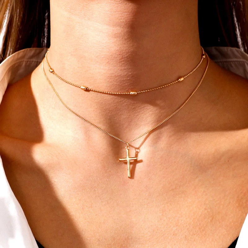 Fashion Simple Ladies Romantic Cross Pendant Necklace Multilayer Oval Bead Chain Necklace for Women Minimalist Jewelry
Fashion Simple Ladies Romantic Cross Pendant Necklace Multilayer Oval Bead Chain Necklace for Women Minimalist Jewelry