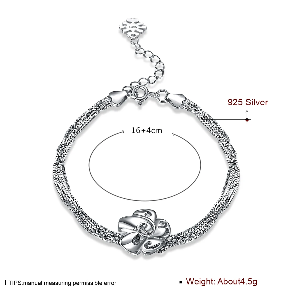 SILVERHOO 925 Sterling Silver Bracelet For Women Simple Flower Charm Bracelets Fine Silver Jewelry Anniversary To Girlfriend SILVERHOO 925 Sterling Silver Bracelet For Women Simple Flower Charm Bracelets Fine Silver Jewelry Anniversary To Girlfriend