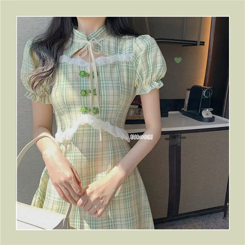 Dress Women French Vintage Plaid Puff Sleeve High Waist Sweet Girls Dresses Mesh Patchwork Sexy Mini Party Holiday Girls Vestido
Dress Women French Vintage Plaid Puff Sleeve High Waist Sweet Girls Dresses Mesh Patchwork Sexy Mini Party Holiday Girls Vestido
