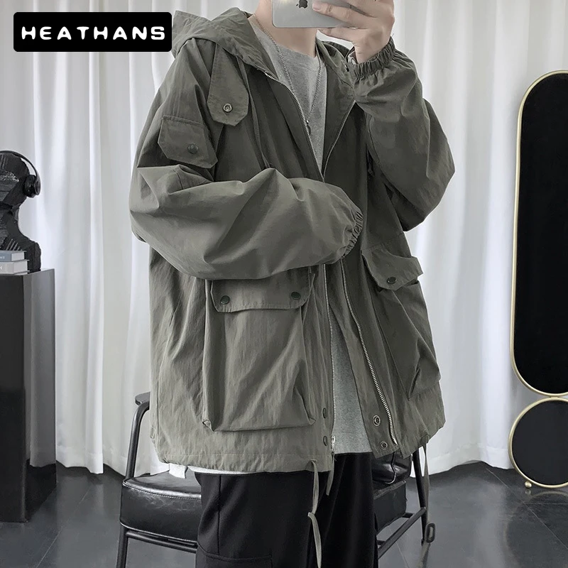 Men Zipper Jacket Military Workwear Jacket Men's Loose Casual Korean Style Autumn Clothes Hooded Jacket Handsome Solid Color Top
Men Zipper Jacket Military Workwear Jacket Men's Loose Casual Korean Style Autumn Clothes Hooded Jacket Handsome Solid Color Top