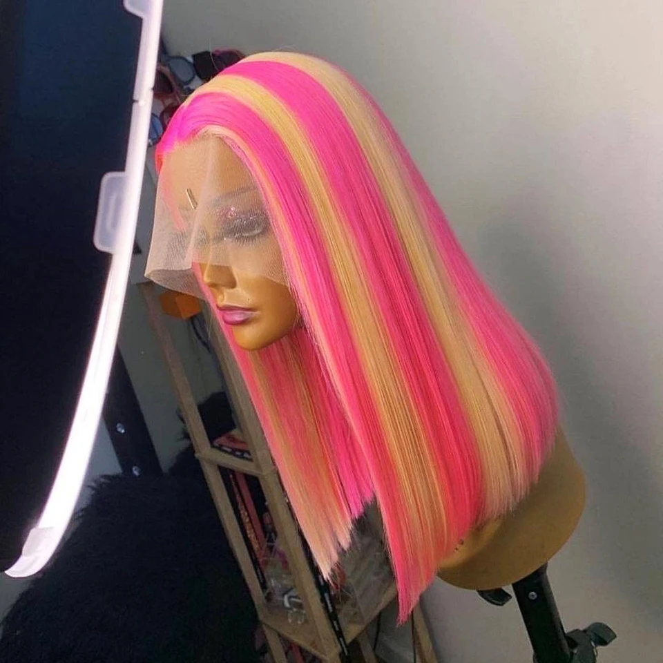 Pink Highlight Lace Front Human Hair Wigs Brown Short Bob Wig Straight Brazilian Hair 150Density Transparent Lace Closure Wigs
Pink Highlight Lace Front Human Hair Wigs Brown Short Bob Wig Straight Brazilian Hair 150Density Transparent Lace Closure Wigs