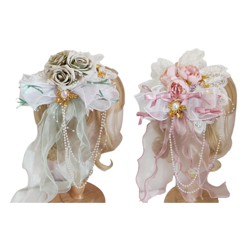 Lolita Girls Sweet Lace Bonnet Top Hat Rose Flower Ribbon Tassels Pearl Chain Flat Cap Anime Kawaii Cosplay Accessories
Lolita Girls Sweet Lace Bonnet Top Hat Rose Flower Ribbon Tassels Pearl Chain Flat Cap Anime Kawaii Cosplay Accessories