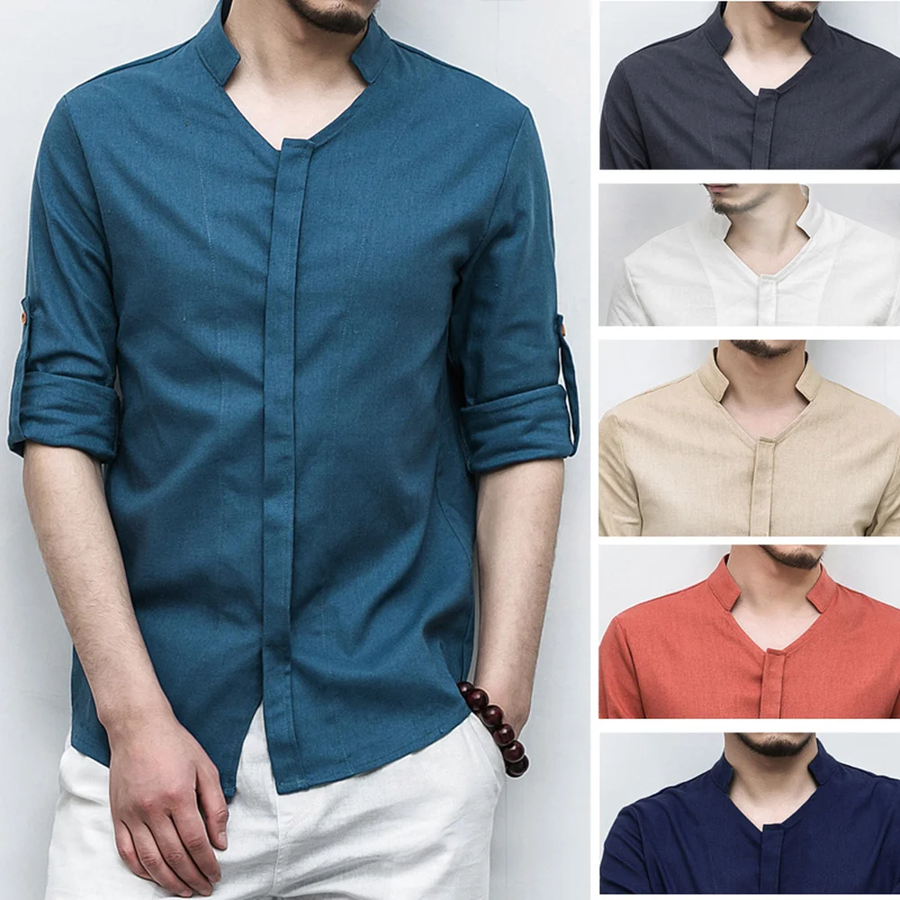 Chinese Style Single Breasted Cotton Linen Shirts Men Stand Collar Fashion Slim fit Long sleeve shirts Plate buckle Vintage 5XL
Chinese Style Single Breasted Cotton Linen Shirts Men Stand Collar Fashion Slim fit Long sleeve shirts Plate buckle Vintage 5XL