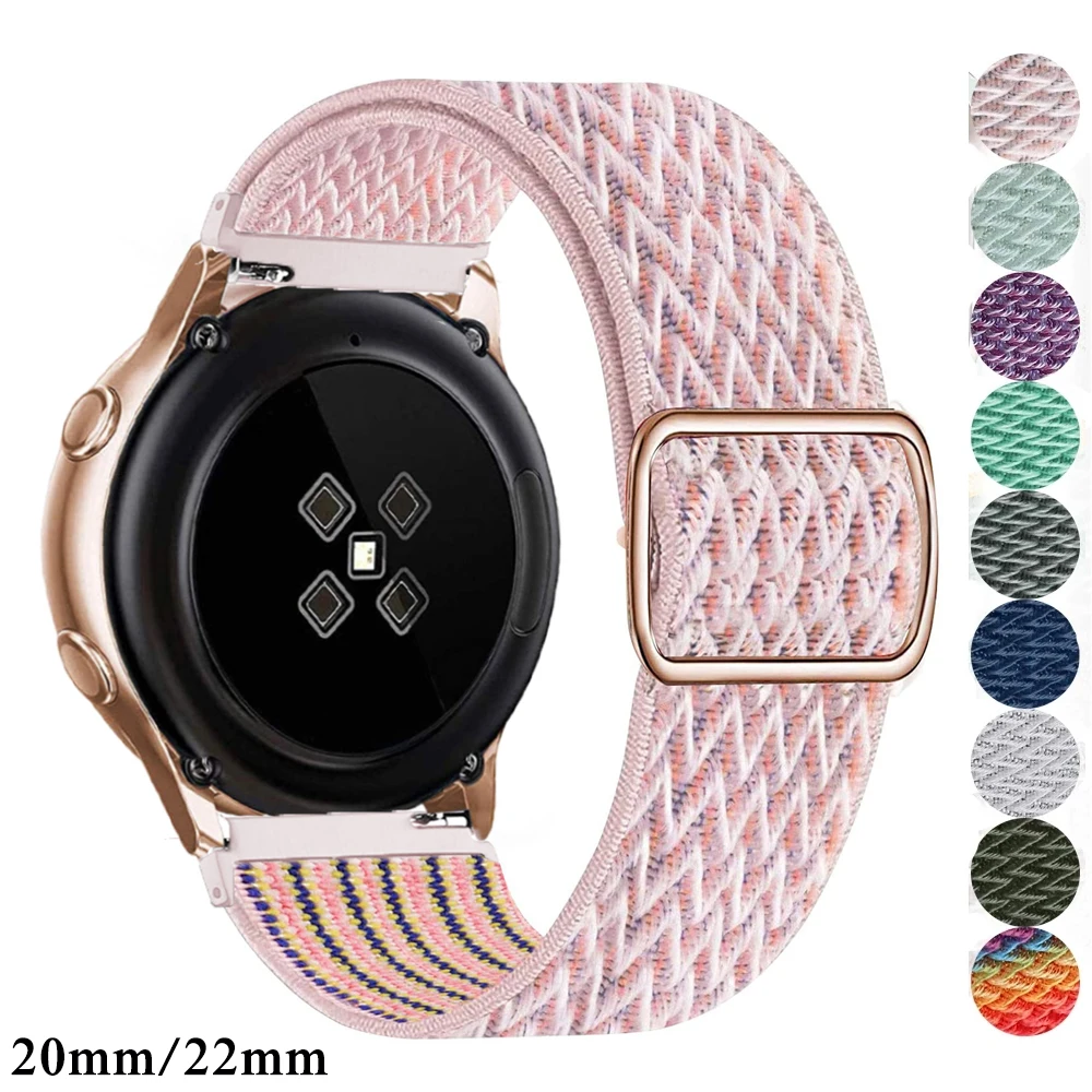 20mm 22mm band For Samsung Galaxy Watch 4/classic/2/3/Active 45mm/46mm/42mm Gear S3 Elastic Nylon Loop Huawei GT 2 2e pro strap | Наручные