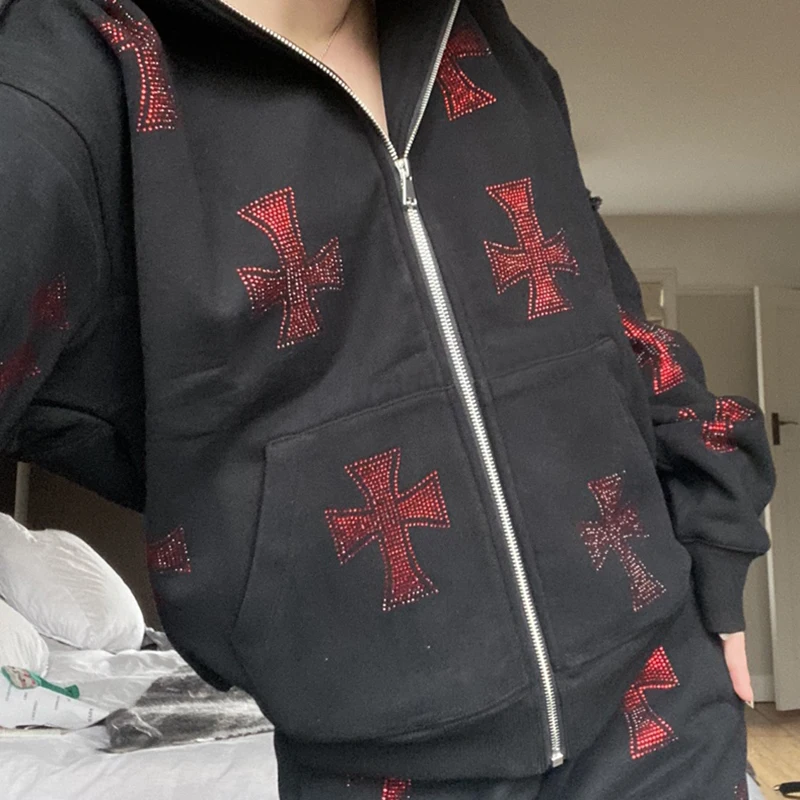 Retro Rhinestone Y2K graphics Oversized Hoodies Female Zip Up Long Sleeve Women's Sweatshirt Aesthetic Winter Grunge clothing
Retro Rhinestone Y2K graphics Oversized Hoodies Female Zip Up Long Sleeve Women's Sweatshirt Aesthetic Winter Grunge clothing