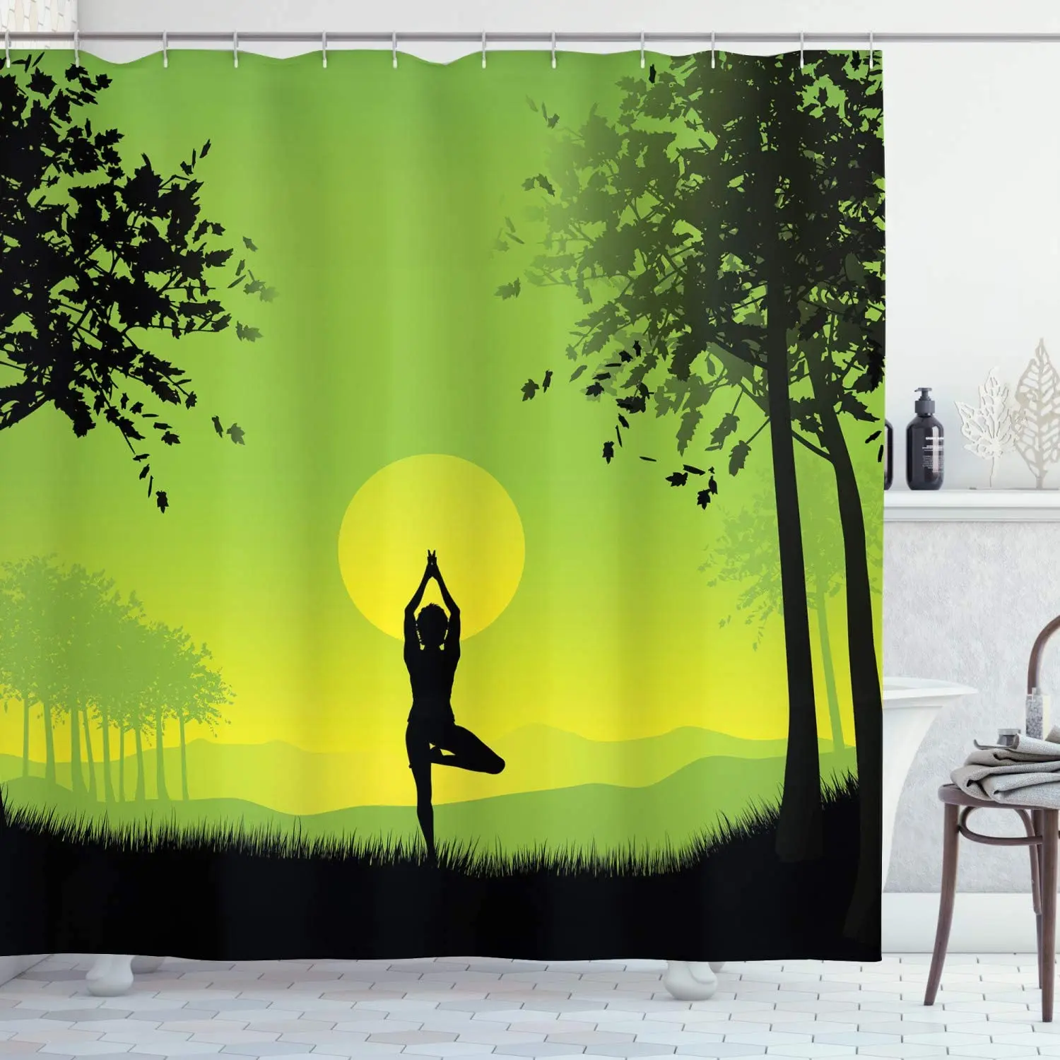 Yoga Shower Curtain Meditating Lady Under Sunset Sky in Forest Serenity Balance Soul Nature Art Bathroom Decor Set with Hooks 75
Yoga Shower Curtain Meditating Lady Under Sunset Sky in Forest Serenity Balance Soul Nature Art Bathroom Decor Set with Hooks 75