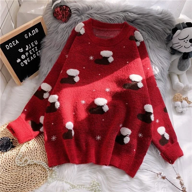 O-neck Fashion Christmas Sweaters Women Long Sleeve Autumn Winter Socks Print Knitted Female Pullover Chic Lady Sweater
O-neck Fashion Christmas Sweaters Women Long Sleeve Autumn Winter Socks Print Knitted Female Pullover Chic Lady Sweater
