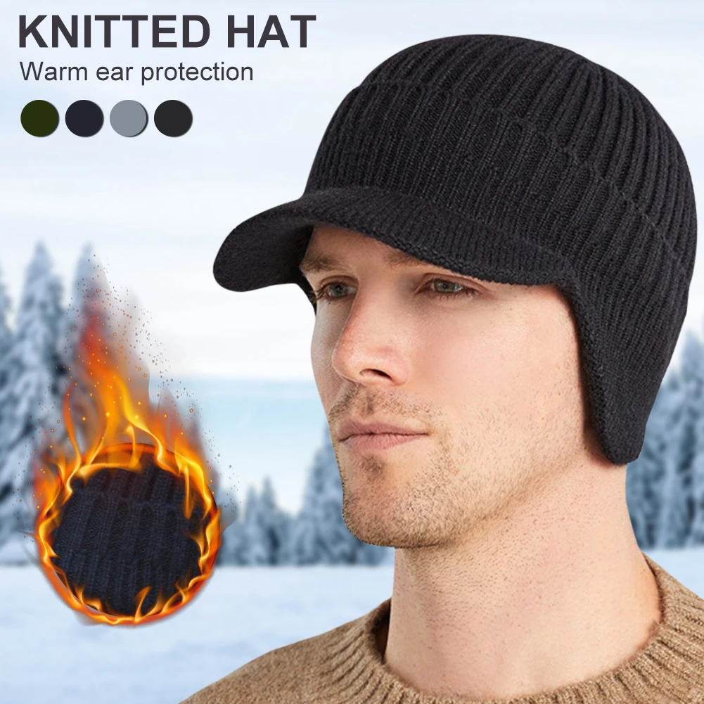 Knitted Hat For Men Wool Baseball Cap Solid Color Head Warmer With Earflaps Winter Outdoor Sports Casual Visor Cap Ear Warmer
Knitted Hat For Men Wool Baseball Cap Solid Color Head Warmer With Earflaps Winter Outdoor Sports Casual Visor Cap Ear Warmer