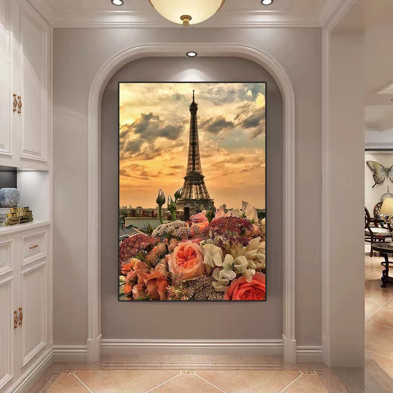 

Nordic Paris Eiffel Tower Landscape Canvas Painting Urban Hot Air Balloon Poster Picture Living Aisle Room Wall Art Home Decor