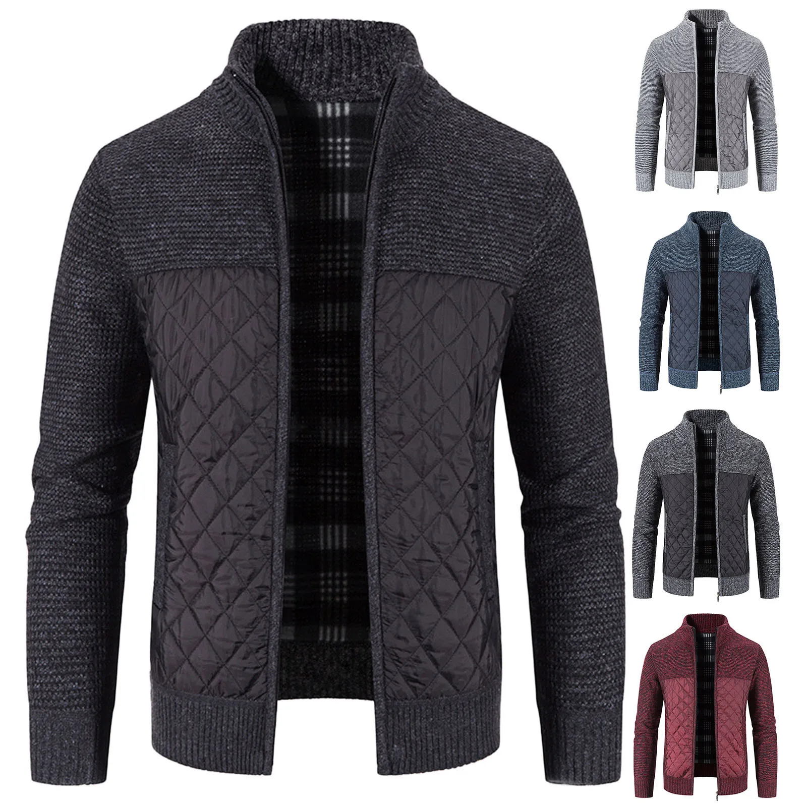 Men's Cotton-padded Cardigan Knitted Jacket With Vertical Collar Coat Cardigan Coats Male Clothing Casual Keep Warm Knitwear
Men's Cotton-padded Cardigan Knitted Jacket With Vertical Collar Coat Cardigan Coats Male Clothing Casual Keep Warm Knitwear