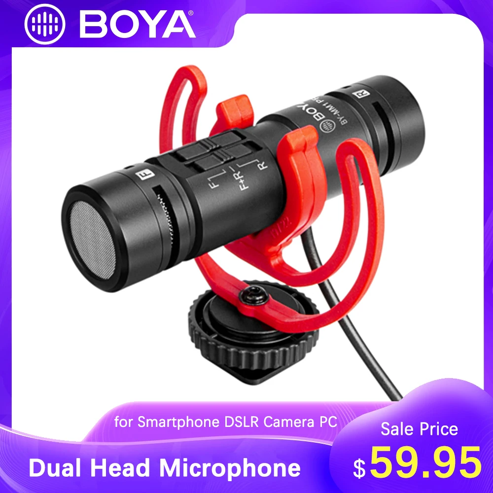 BOYA BY-MM1 Pro Двойной капсульный суперкардиоидный конденсаторный микрофон для смартфона планшета DSLR камеры бытовой видеокамеры ПК
BOYA BY-MM1 Pro Двойной капсульный суперкардиоидный конденсаторный микрофон для смартфона планшета DSLR камеры бытовой видеокамеры ПК