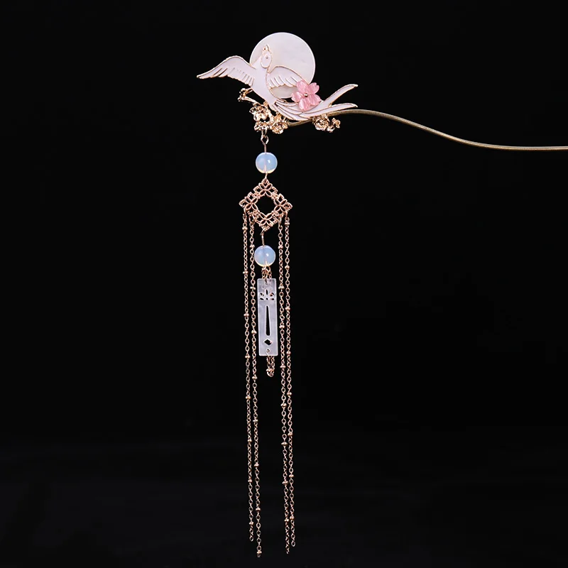 Chinese Long Moon Hair Stick Hanfu tiara Women Hair Accessories Golden Flying Bird Pearl Headpiece Hairpins Women Hair Jewelry
Chinese Long Moon Hair Stick Hanfu tiara Women Hair Accessories Golden Flying Bird Pearl Headpiece Hairpins Women Hair Jewelry