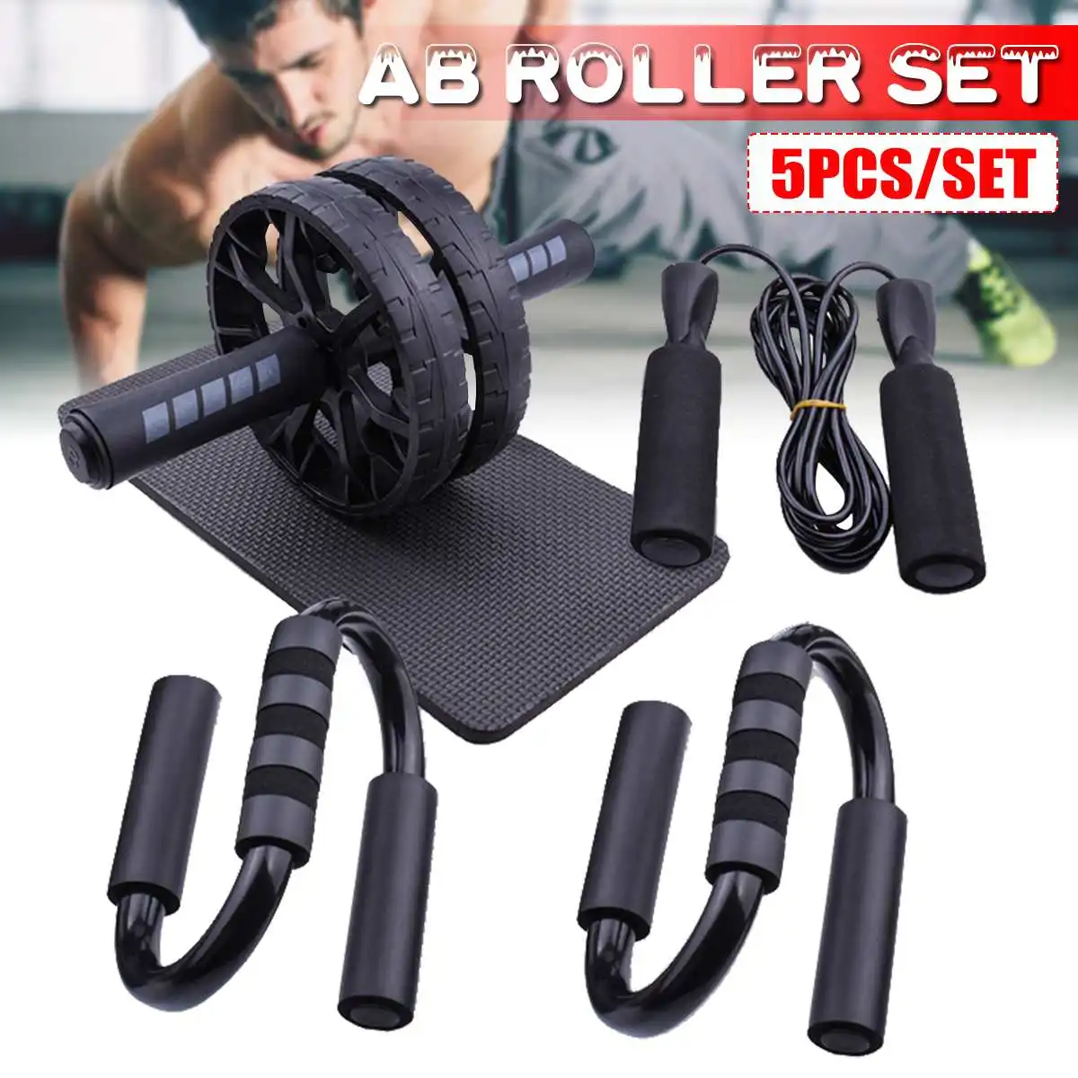 Resistance Bands Push-up Bar AB Power Wheels Roller Machine Jump Rope Exercise Workout Home Gym Fitness Abdominal Muscle Trainer
Resistance Bands Push-up Bar AB Power Wheels Roller Machine Jump Rope Exercise Workout Home Gym Fitness Abdominal Muscle Trainer