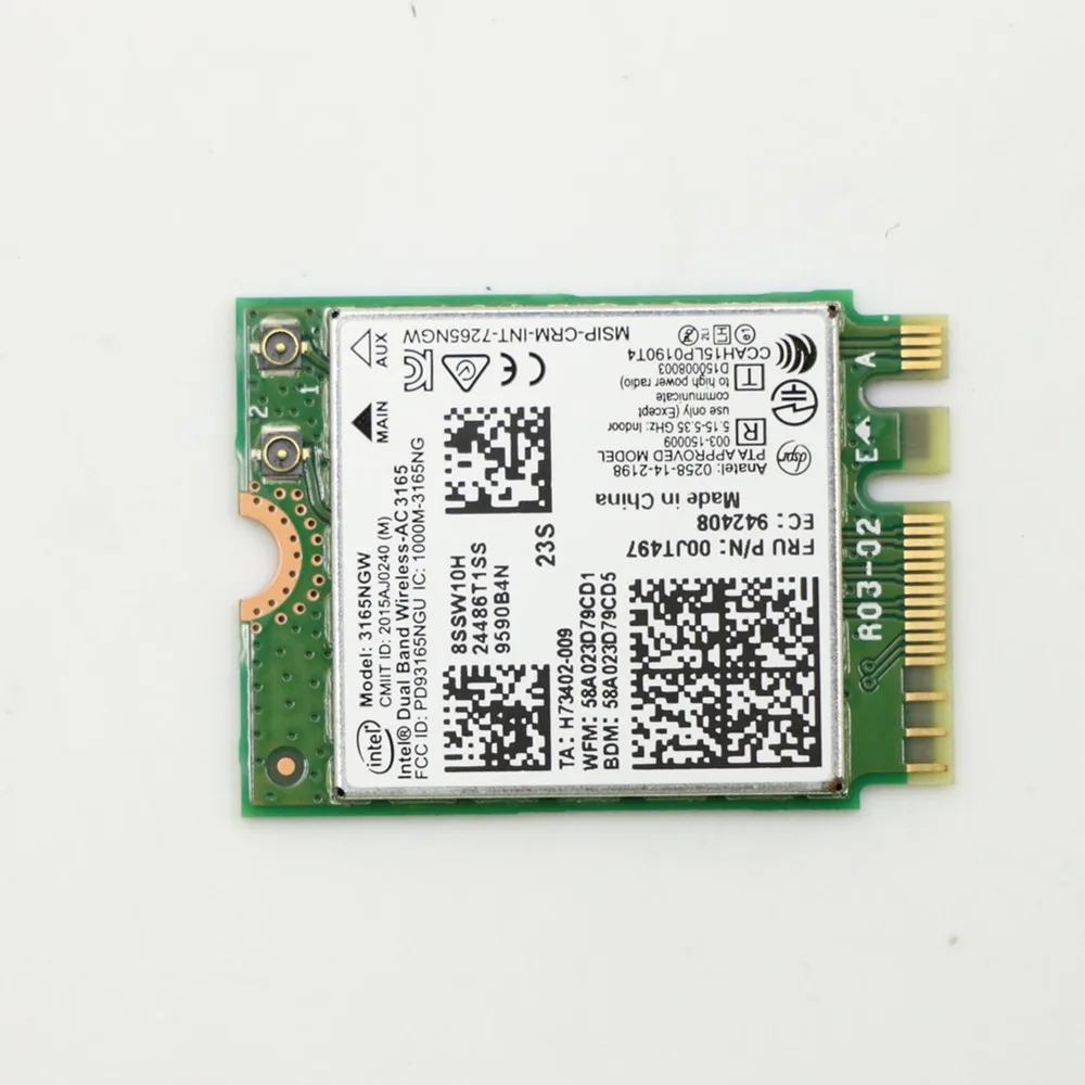 Intel Dual Band Wireless-AC 3165 3165NGW BT4.2 300Mbps FRU 00JT497 Network Card for Lenovo E460 E560 C20-00 FLEX 3-1580 B51-80
Intel Dual Band Wireless-AC 3165 3165NGW BT4.2 300Mbps FRU 00JT497 Network Card for Lenovo E460 E560 C20-00 FLEX 3-1580 B51-80