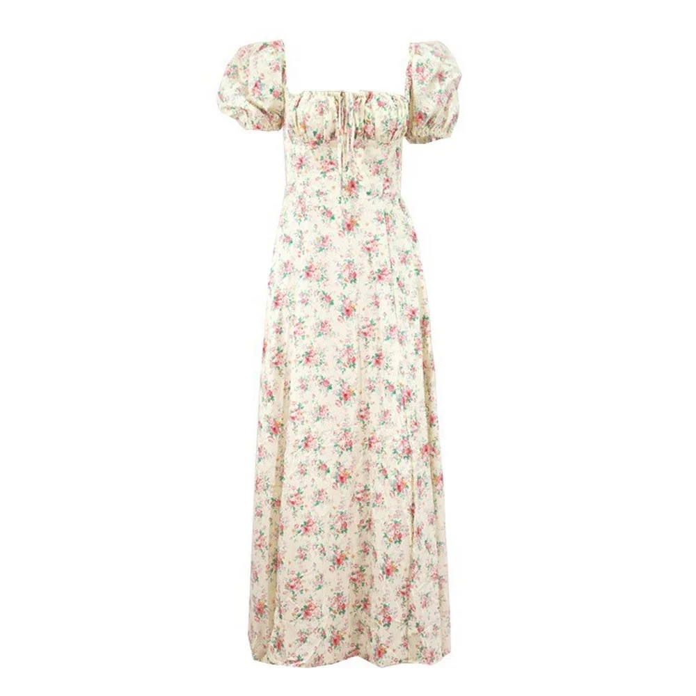 Summer Dress Women Short Puff Sleeve Flroal Printed Ruched Party High Split Long Maxi Dresses Drawstring Sexy Vestidos Sundress
Summer Dress Women Short Puff Sleeve Flroal Printed Ruched Party High Split Long Maxi Dresses Drawstring Sexy Vestidos Sundress