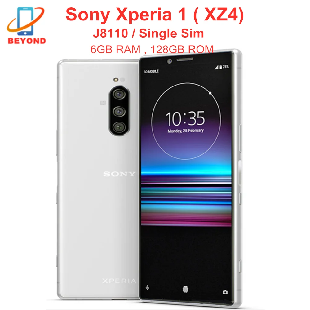 Sony Xperia 1 J8110 128 Гб встроенной памяти 6 ГБ ОЗУ XZ4 Snapdragon 855 5 &quotNFC LTE Octa Core 3 тыловая