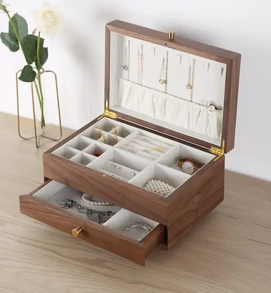 Jewelry box earrings European solid wood earrings hanging necklace ring large capacity box small Nordic style Guangdong Province 
Jewelry box earrings European solid wood earrings hanging necklace ring large capacity box small Nordic style Guangdong Province