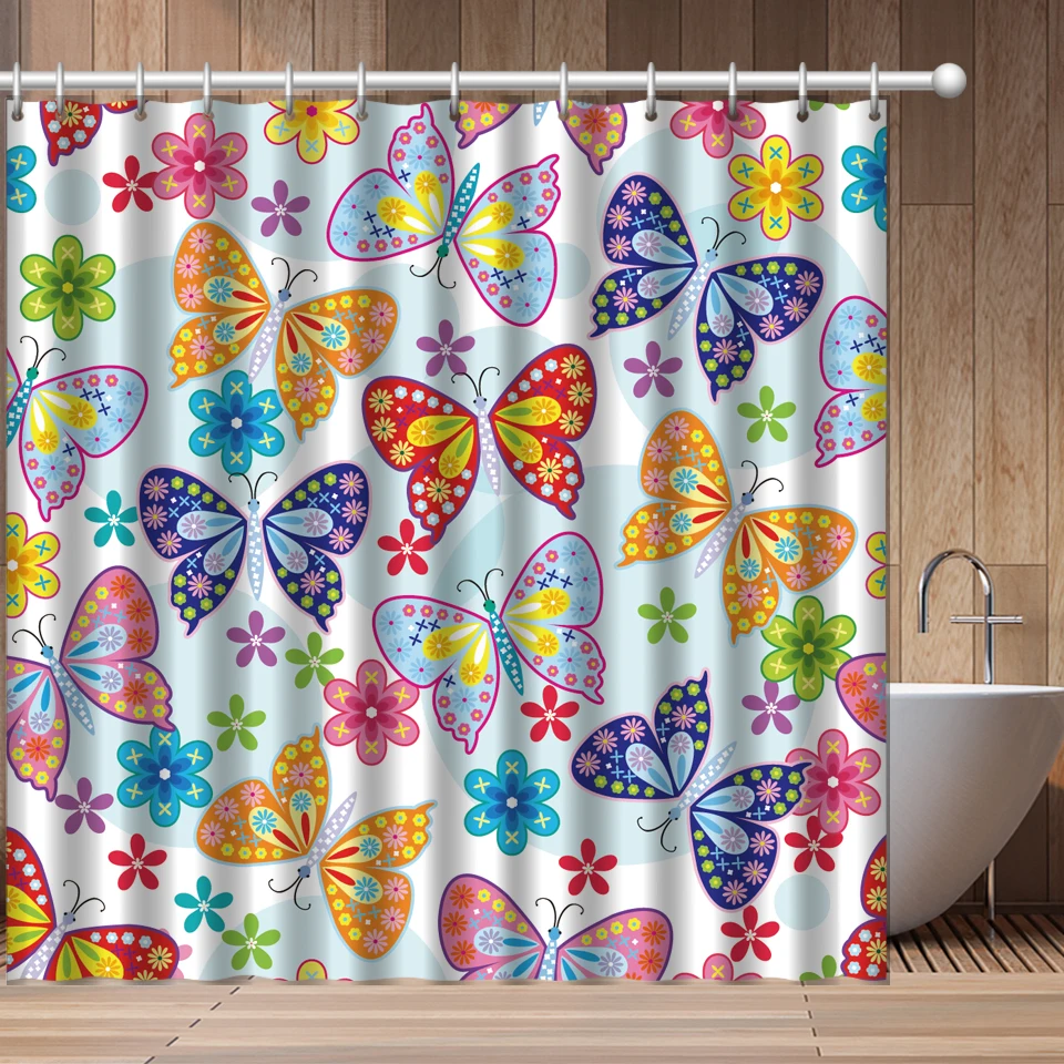 Colorful Butterfly 3d Printed Bath Curtains Waterproof Polyester Fabric Washable Bathroom Shower Curtain with 12 Hooks
Colorful Butterfly 3d Printed Bath Curtains Waterproof Polyester Fabric Washable Bathroom Shower Curtain with 12 Hooks